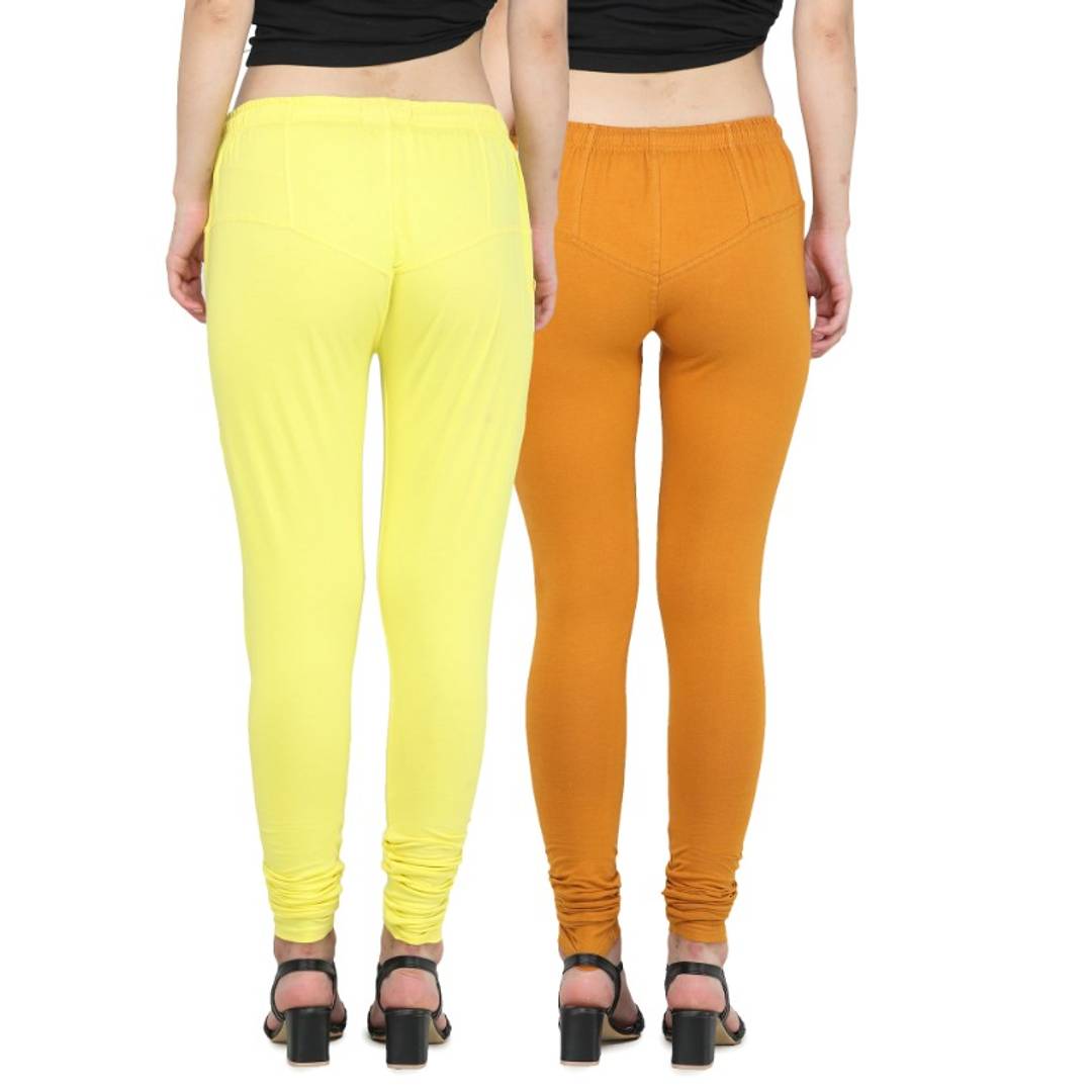 Trendy Cotton Blend Churidar Legging With Drawstring Waistband Combo of 2